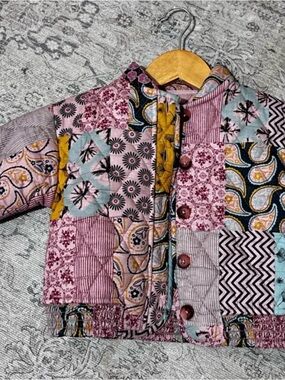 Zara Girls Patchwork Jacket in Pink, Yellow, Blue and Black
